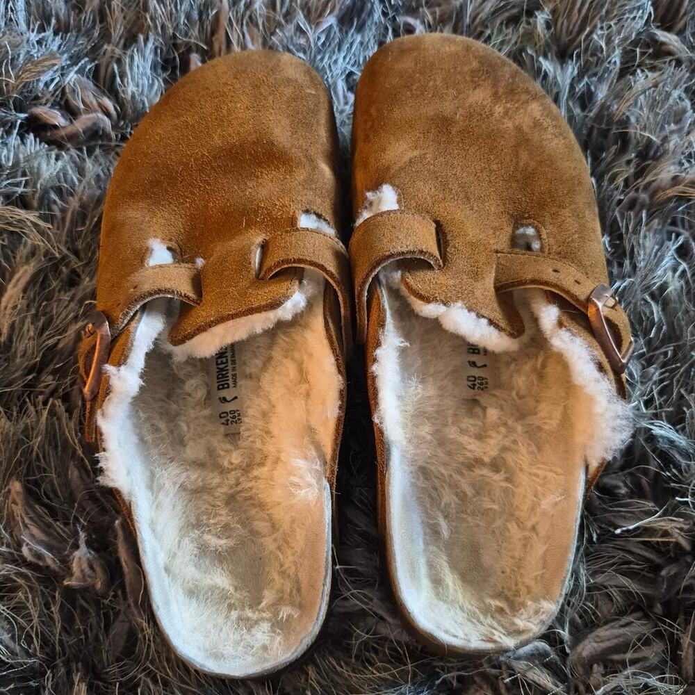 Birkenstock Boston Shearling Clogs in Ming/Natural Size 9/9.5 - Picture 3 of 6
